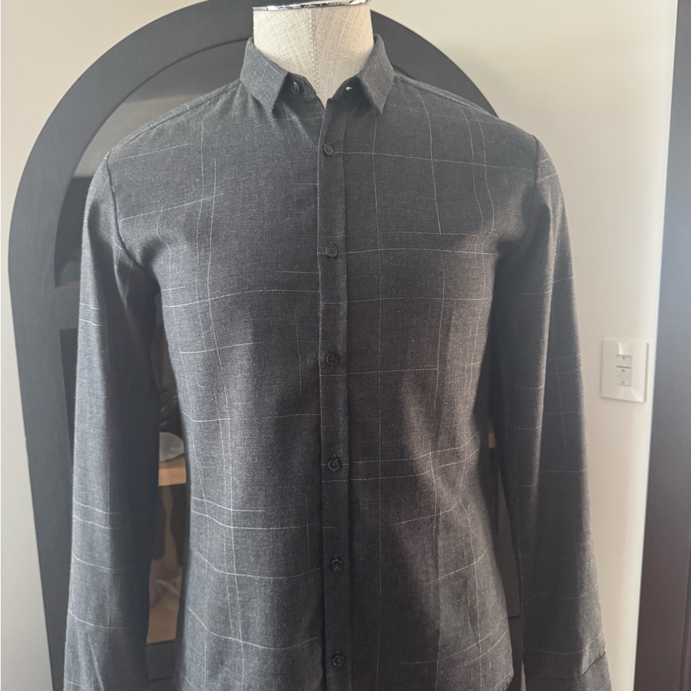 Hugo Boss Dark Gray Plaid Button Down Shirt